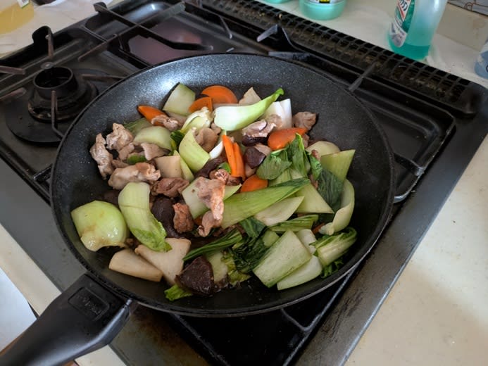 チンゲンサイと豚肉、あんかけで