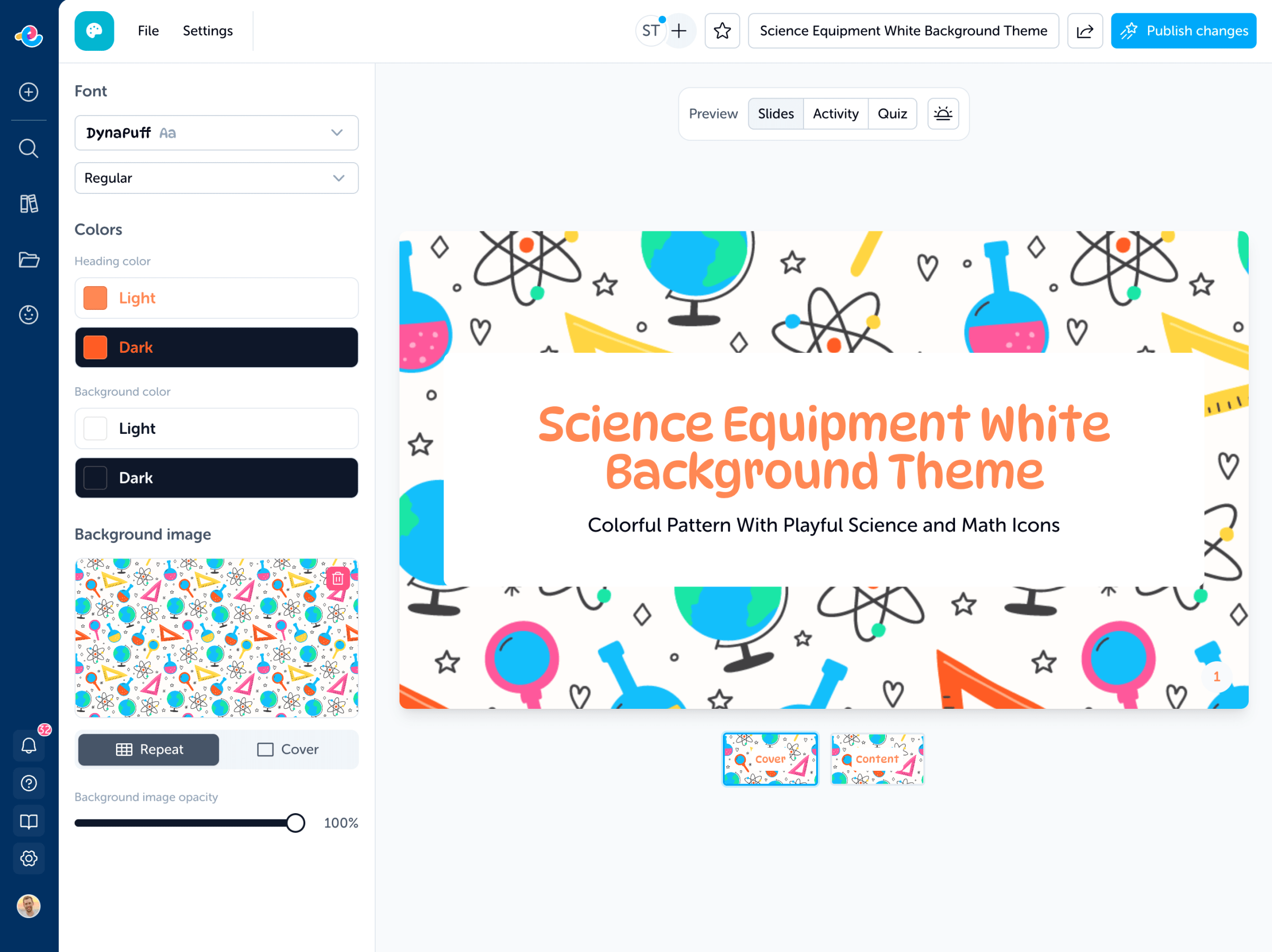 Live preview of theme creator changes in Edzo