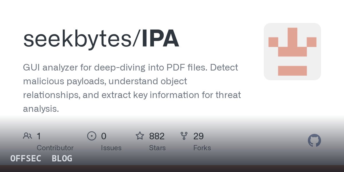 Interactive PDF analysis with IPA for malware triage and object inspection