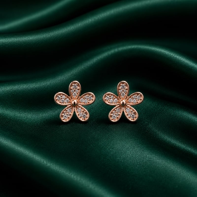 Flower with stone stud