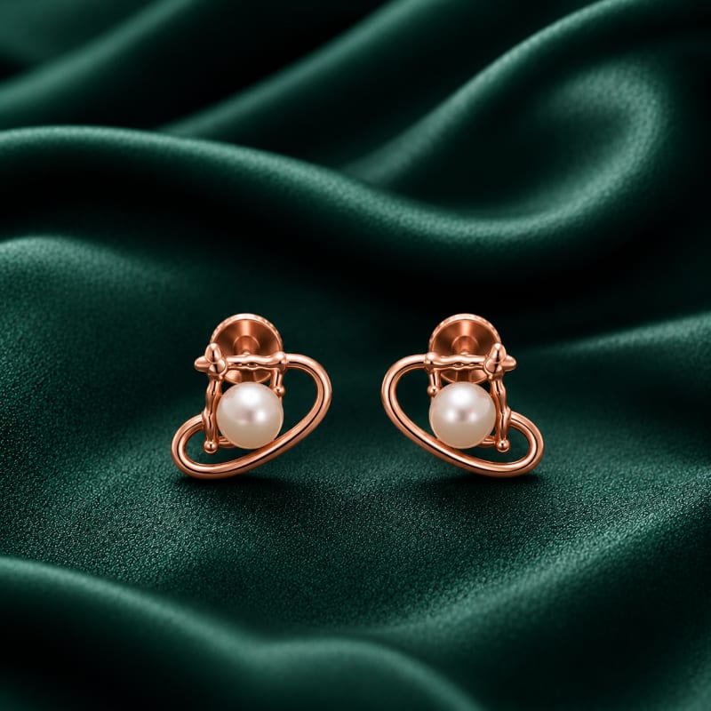 Pearl rose gold stud