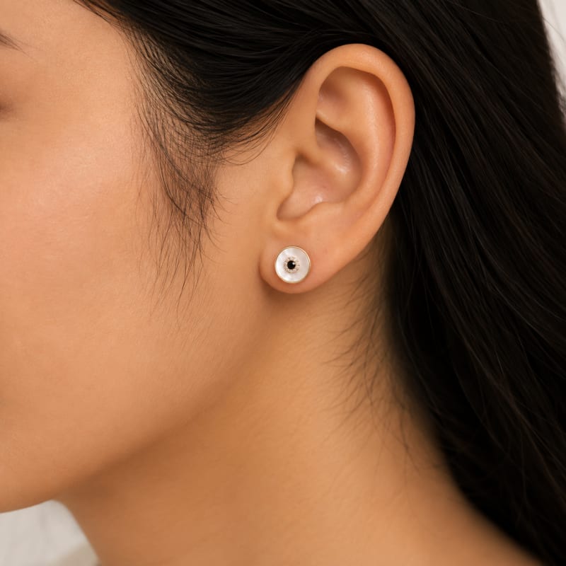 Mother of pearl rose gold stud - view 3