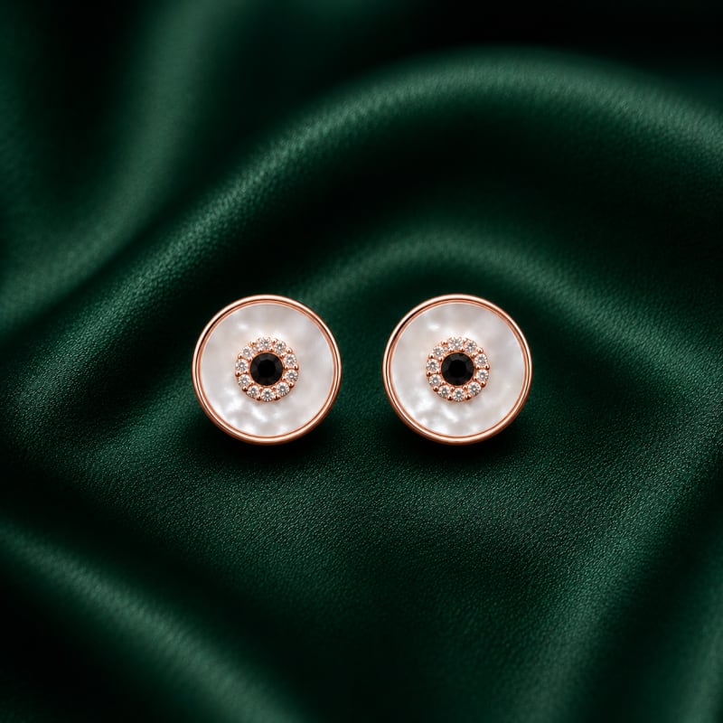 Mother of pearl rose gold stud - view 2