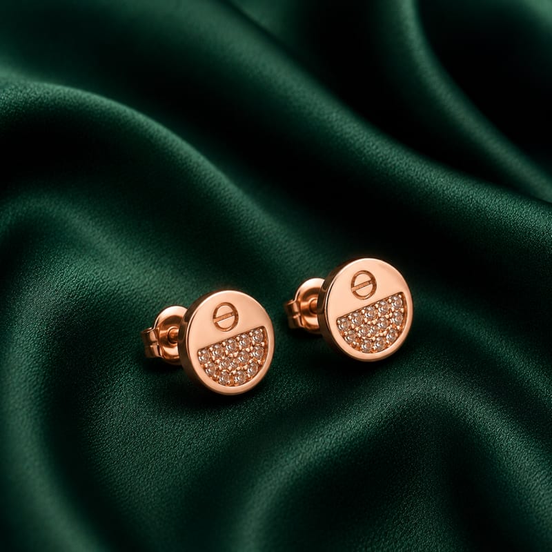 Half moon rose gold stud - view 3