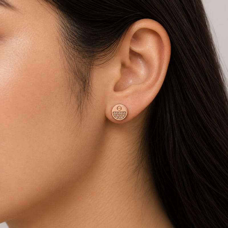 Half moon rose gold stud - view 2