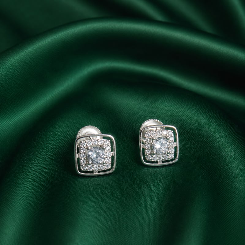 Diamond shape silver stud