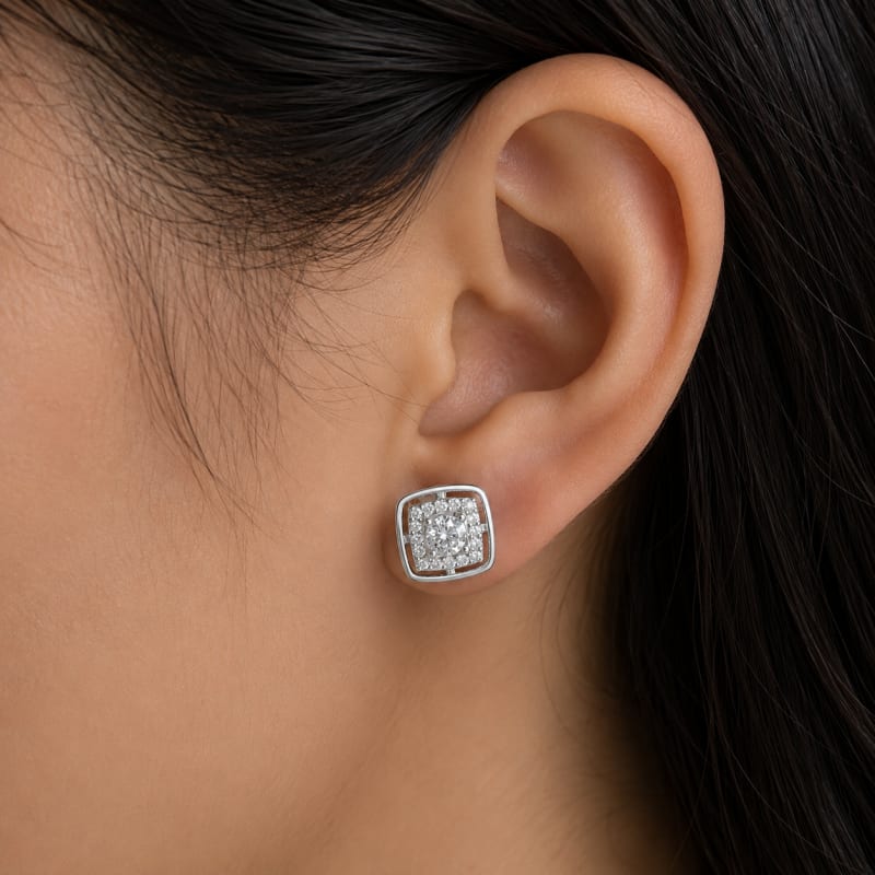Diamond shape silver stud - view 3