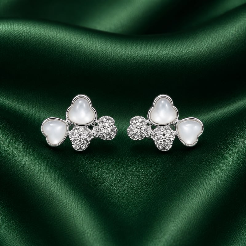 Twin bow silver stud - view 2
