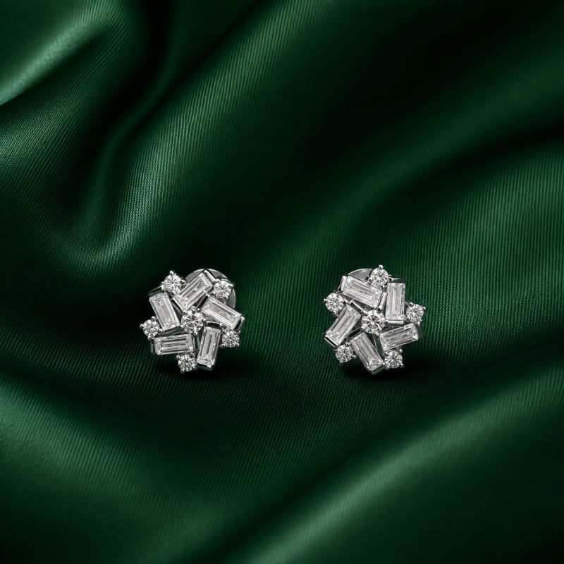 Elegant flower silver stud - view 2