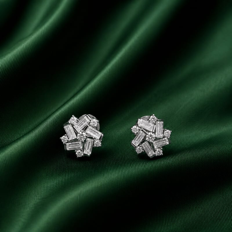 Elegant flower silver stud