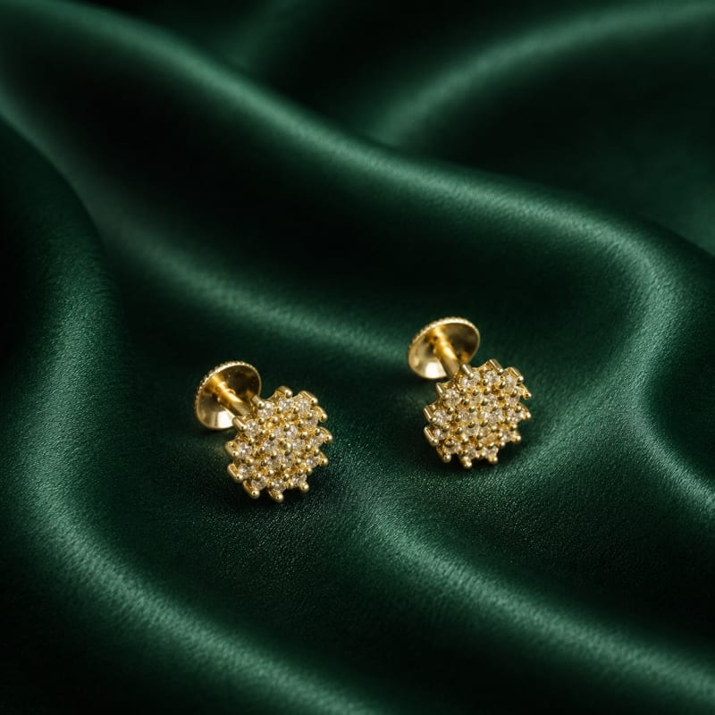 Fancy stone Gold plated stud