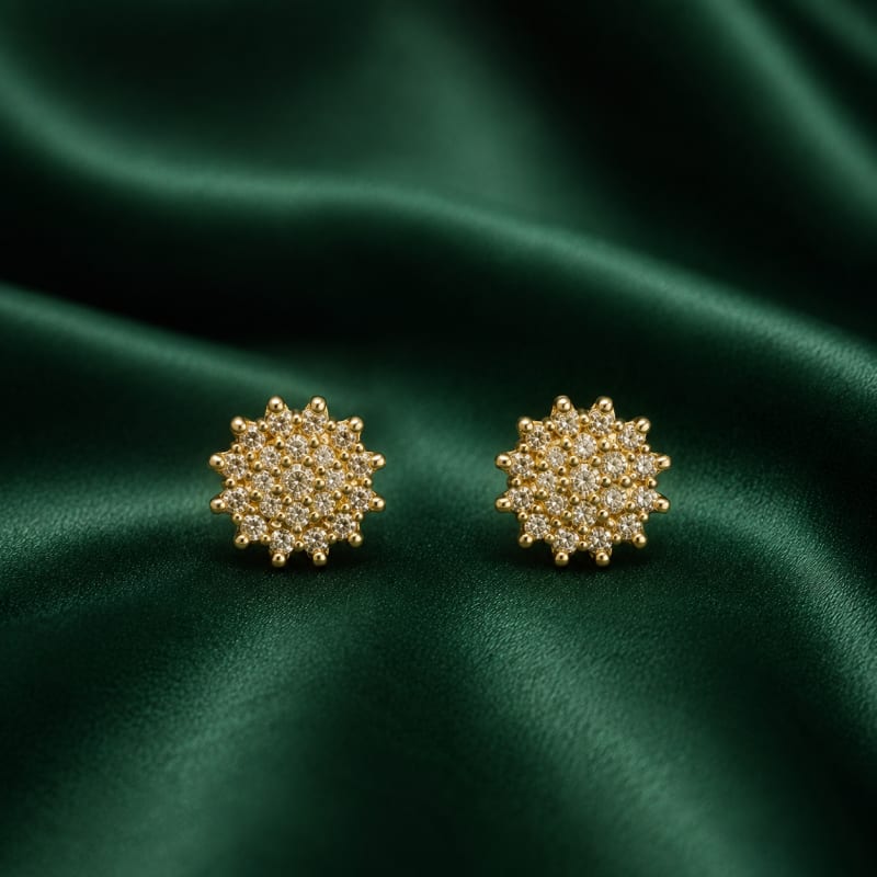 Fancy stone Gold plated stud - view 2