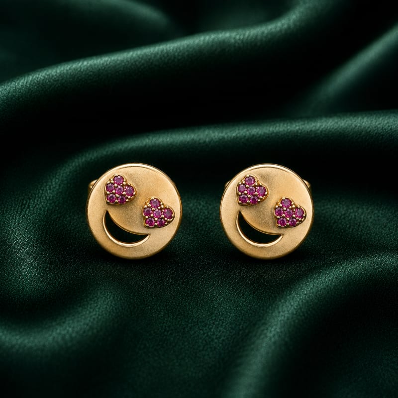 Smiley gold plated stud - view 2