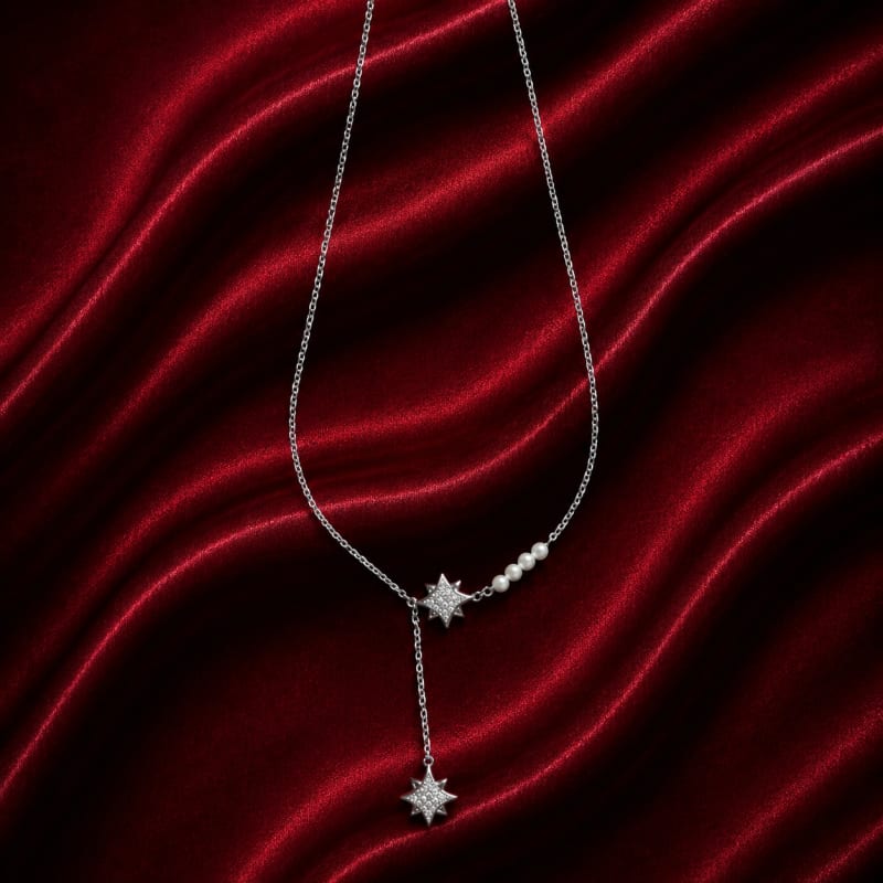 Pearl with star pendant chain - view 2