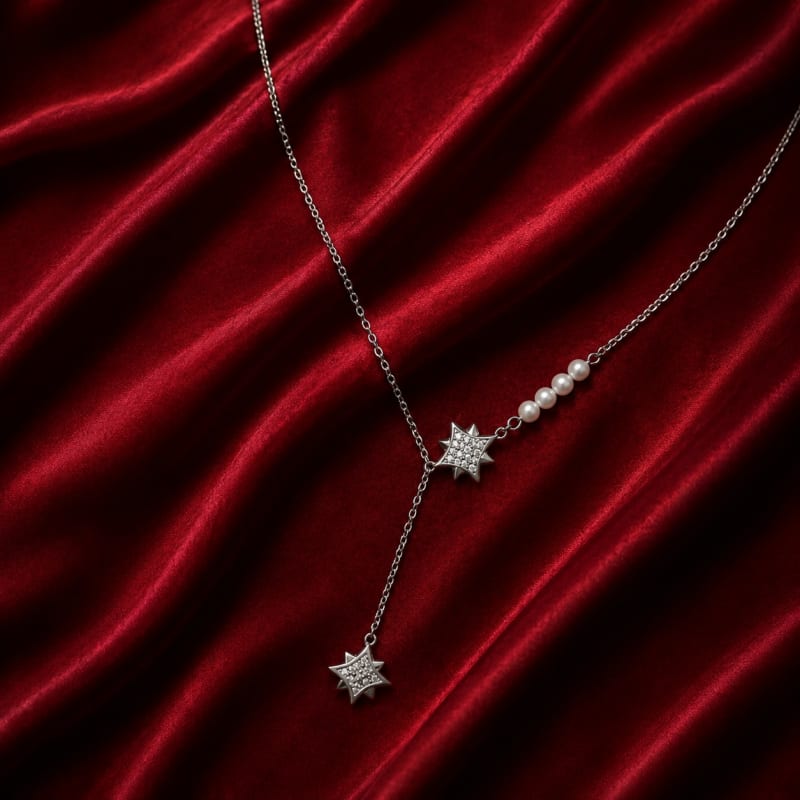 Pearl with star pendant chain - view 3