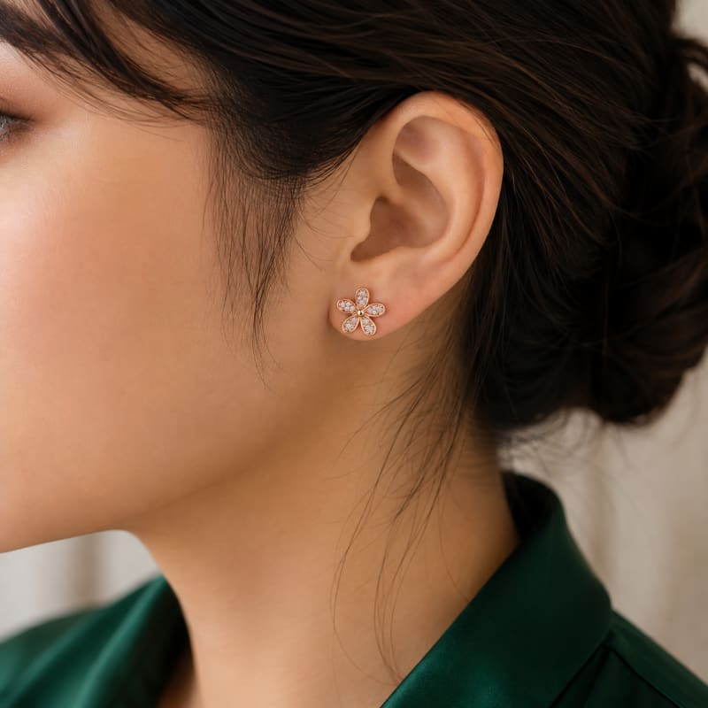 Flower with stone stud - view 3