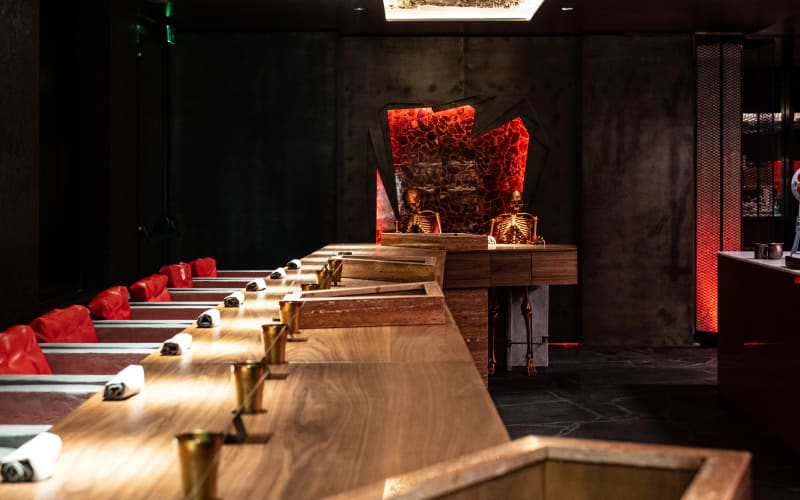 The immersive dining environment at Somnium in Eboli, Italy