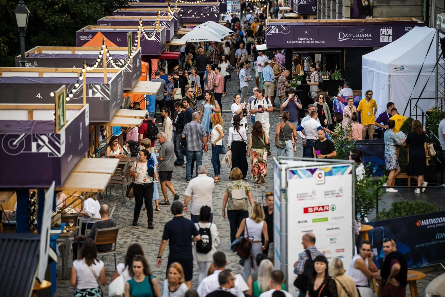Wine stands and visitors at Budapest Wine Festival