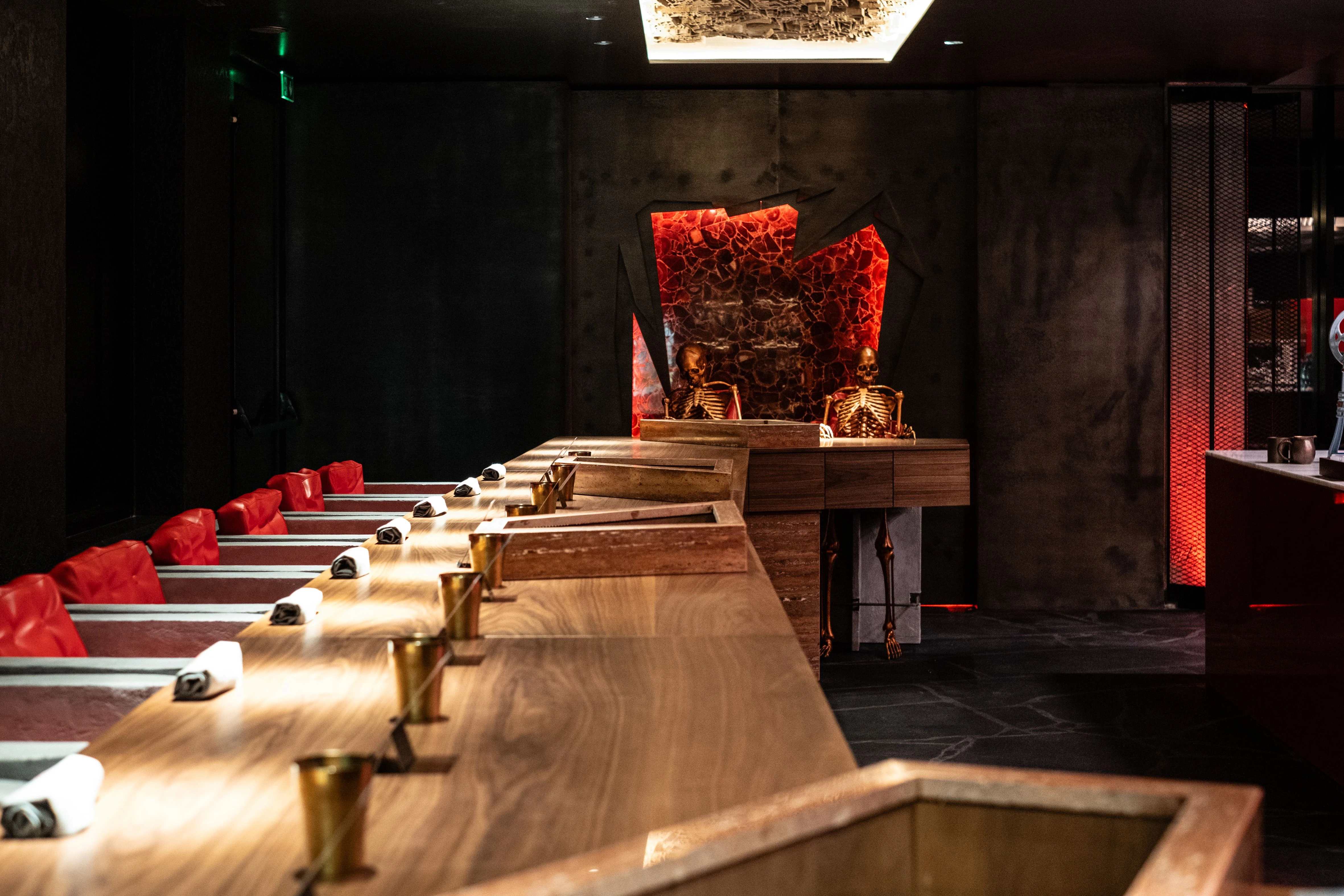 The immersive dining environment at Somnium in Eboli, Italy