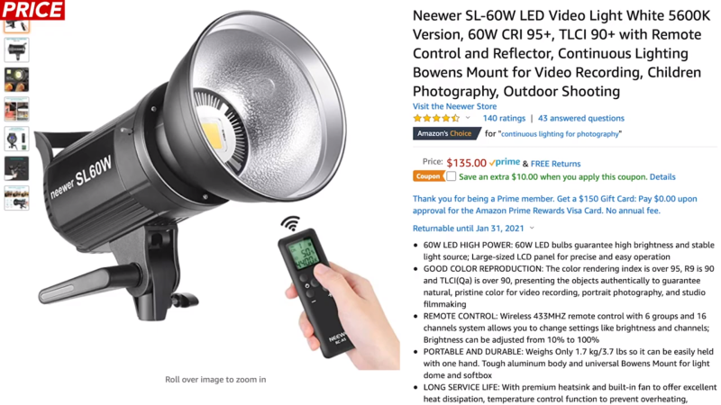 NEEWER CB200B Bi-Color 210W Continuous LED Light - NEEWER