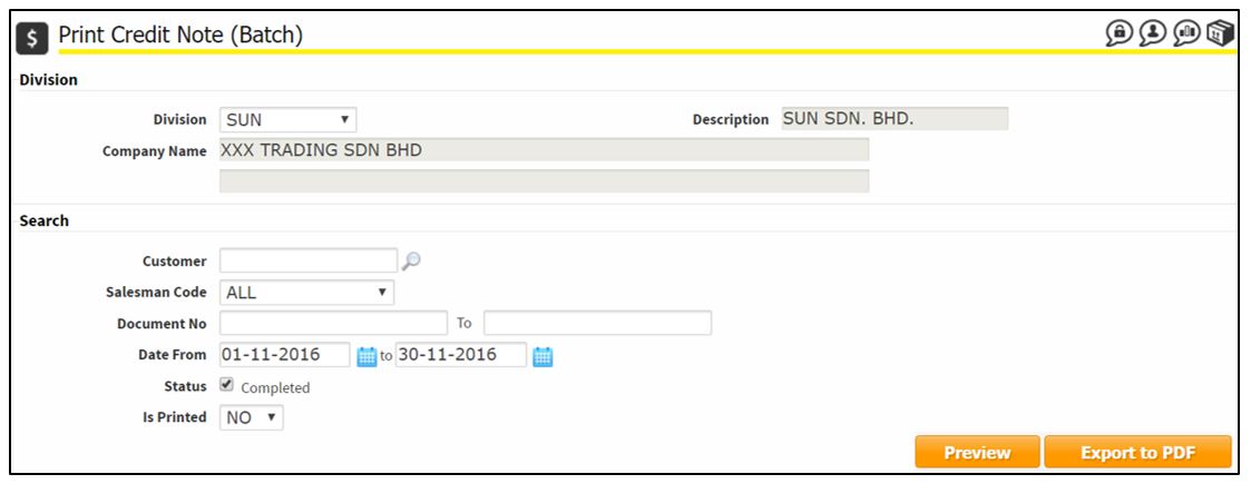 Print Credit Note Efichain Solutions Help Centre