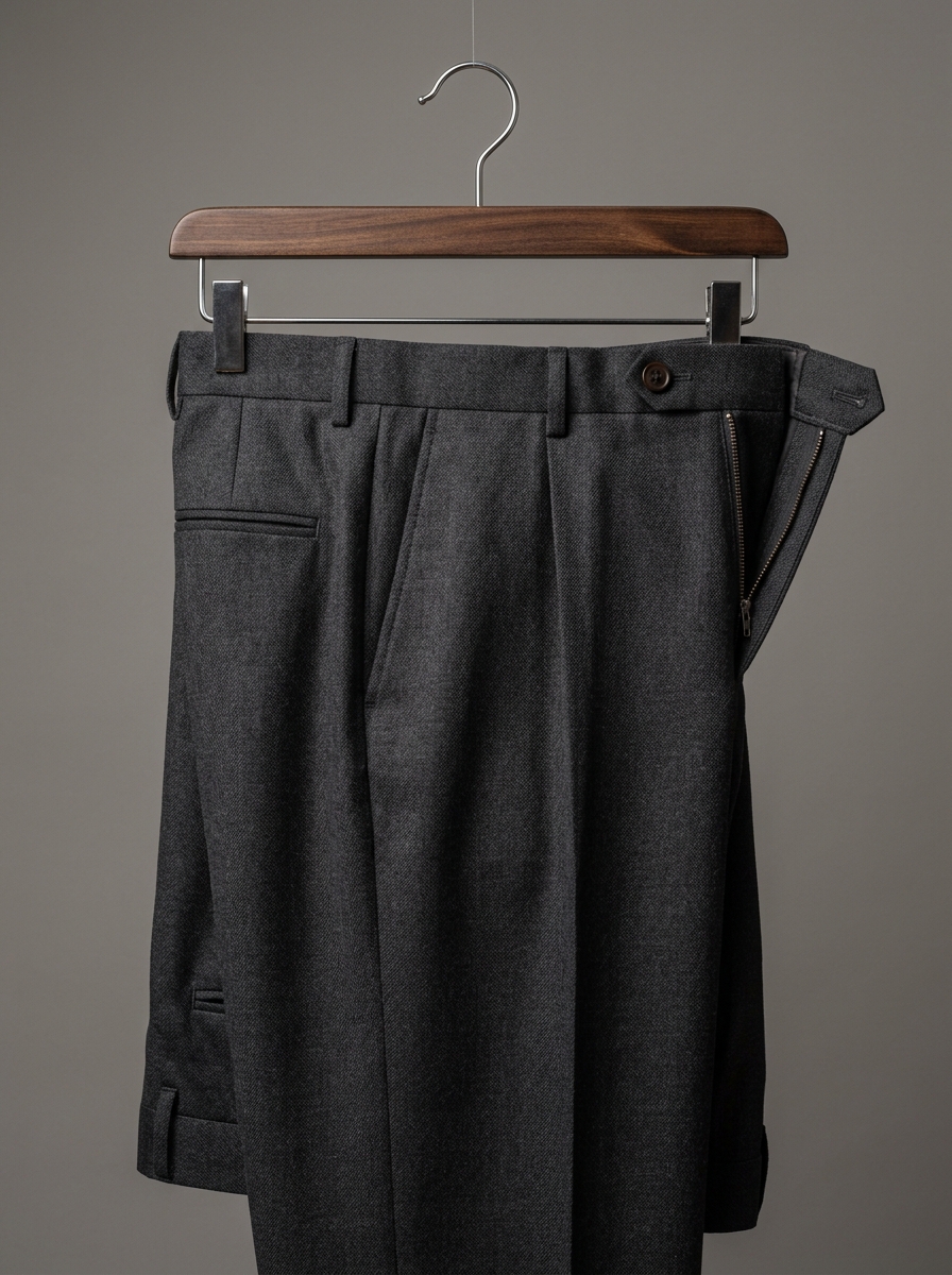 Classic Charcoal Grey Pleated Trouser Pant