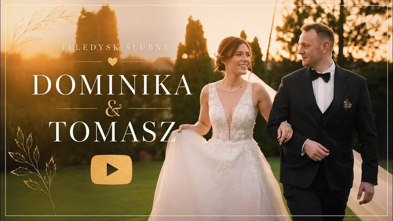 Dominika i Tomasz idą przez ogród o zachodzie słońca – teledysk ślubny