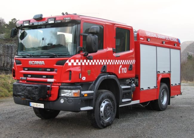 Ny brannbil leveret til Vaksdal Kommune - TLF 3000/200 påbygget Scania P380 4x4