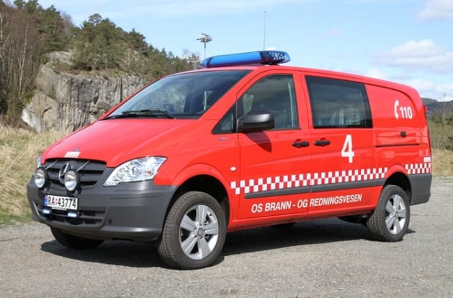 AVGIFTSFRI Røykdykkerbil på Mercedes Vito 4x4 levert til Os brann- og redningsvesen
