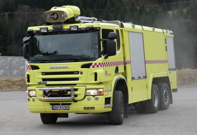 Ny industribrannbil levert til Statoil Tjeldbergodden - SLF 6000/1000 på Scania P400 6x4*2