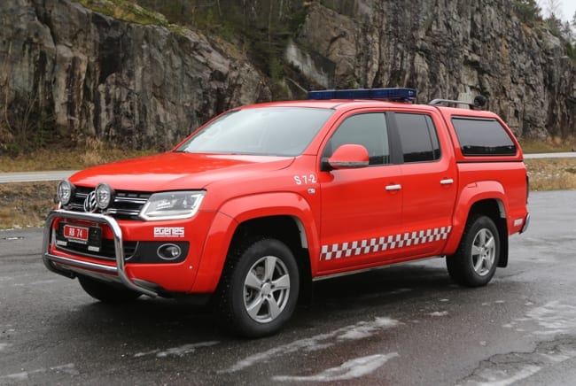 Vi gratulerer Larvik Brannvesen med ny fremskutt enhet på VW Amarok med Rosenbauer UHPS slokkeanlegg.
