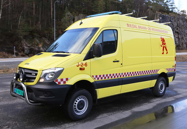 Vi gratulerer Suldal Brann- og redningsvesen med ny lett brannbil på MB Sprinter 4x4 under 3,5 tonn