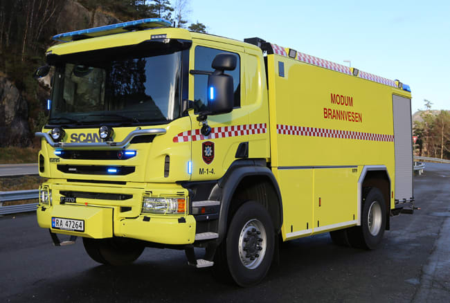 Vi gratulerer Modum Brannvesen med ny branntankbil med CAFS anlegg på Scania P370 4x4 chassis