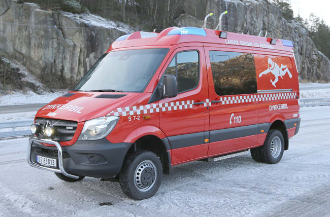 Ny dykkerbil på Mercedes Sprinter 519cdi levert til Larvik brann og redning