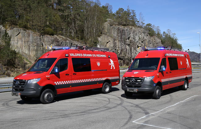 To lette brannbiler på Sprinter til Valdres brann og redning