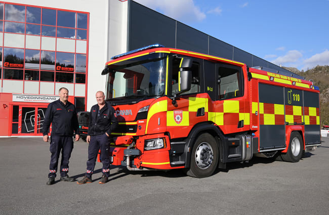 Velutstyrt Egenes brannbil på Scania chassis til Haugaland brann og redning iks