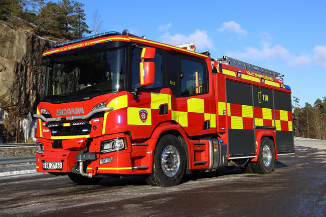 Brannbil på  Scania chassis til Follo Brannvesen IKS