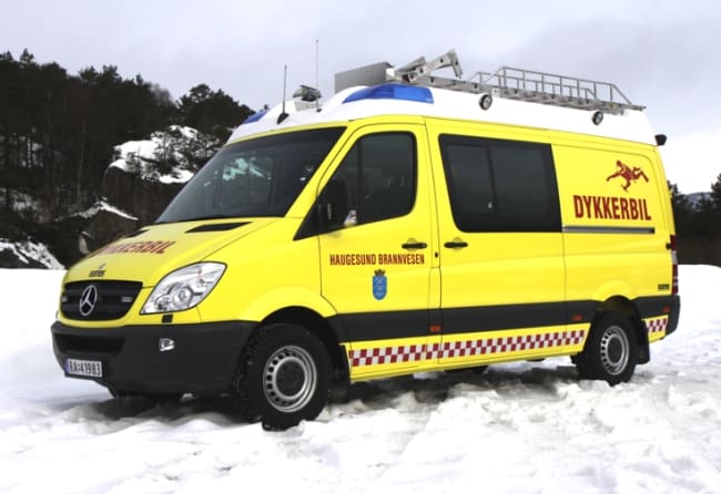 Ny dykkerbil levert til Haugesund Brannvesen, utrustet på MB Sprinter 318CDI 4x2
