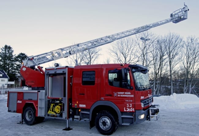Metz kombinert stigebil L20 FA på Mercedes Atego 1629F 4x2 290 hk - Karmøy Brann- og redningsvesen