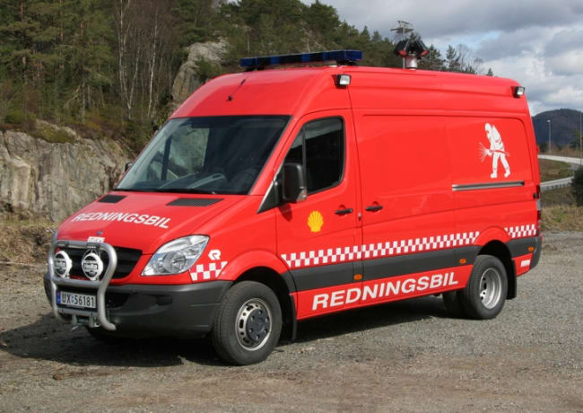 Kombinert redningsbil levert til Norske Shell på Ormen Lange anlegget på Aukra