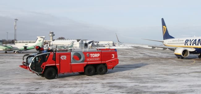 Ny flyplassbrannbil levert til Sandefjord Lufthavn, Torp