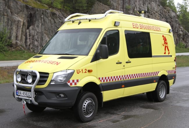 Fremskutt enhet på Sprinter 519 4x4 levert til Eid Kommune