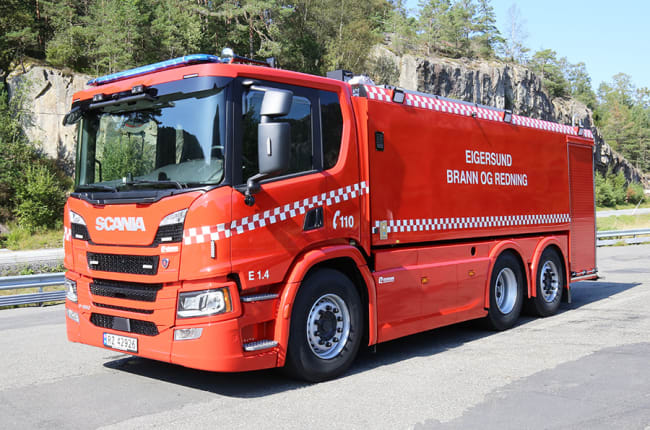 Branntankbil på Scania 6x2*4 chassis til Eigersund