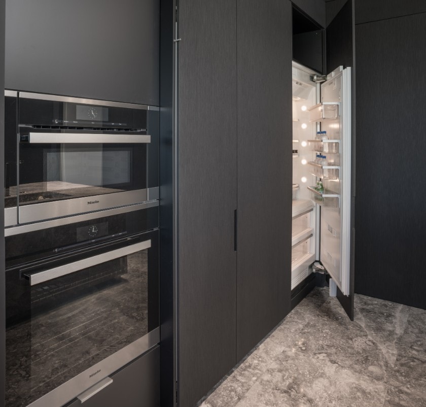 integrated refrigeration and appliances in huntingdon luxury high-rise on kirby in houston