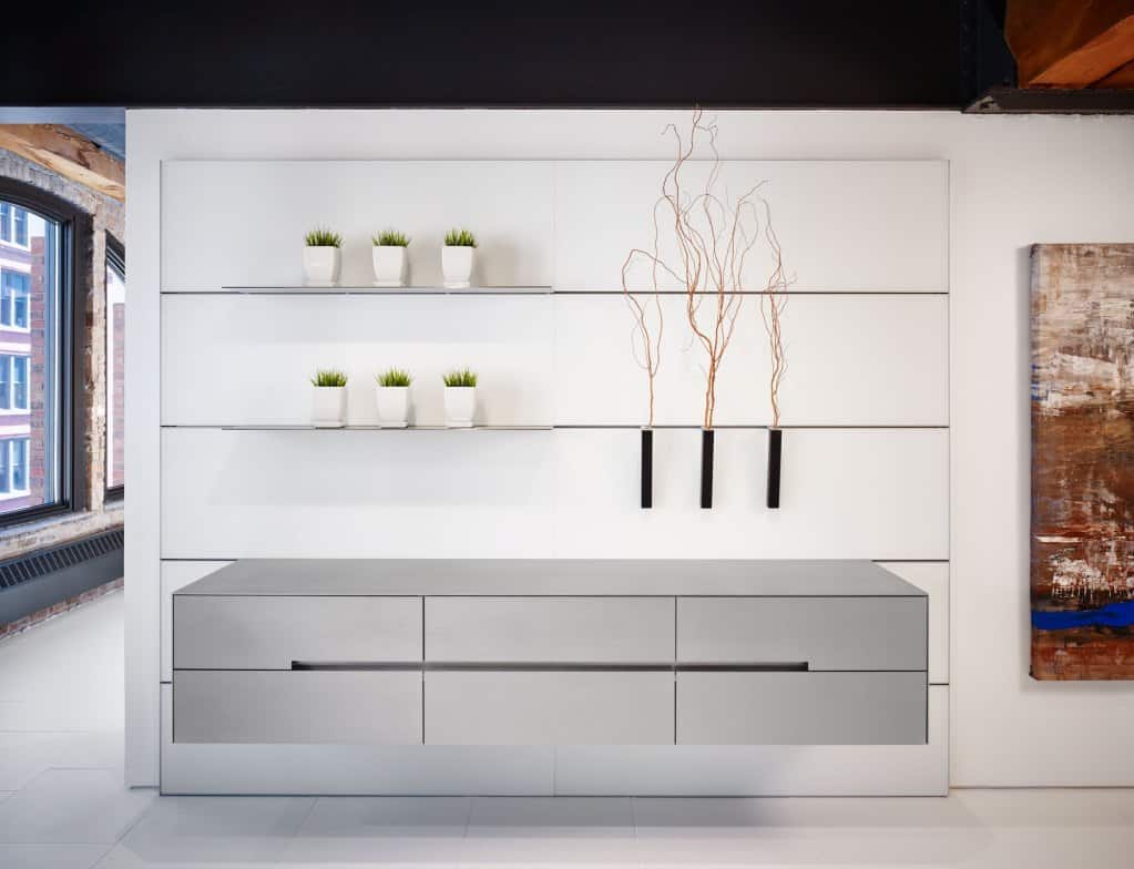 Floating Credenza in Silver Touch Hot Rolled Steel