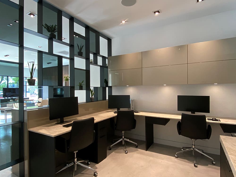 15-square room divider with black smoked glass