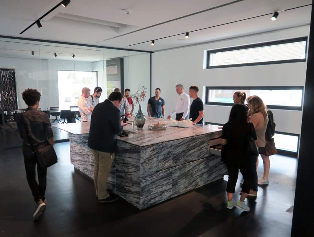 viewing new cabinetry displays during the 2017 eggersmann german kitchen cabinet factory