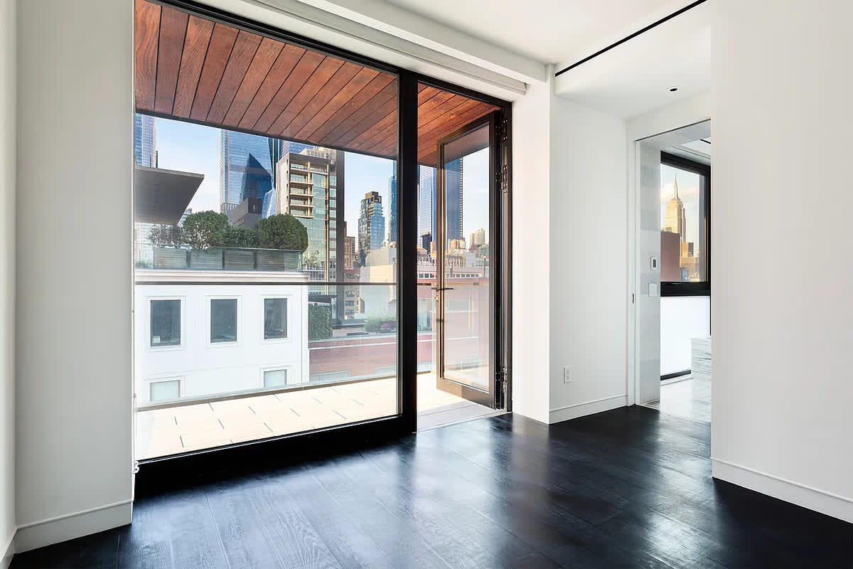 balcony door open in a residence of chelsea waterside nyc