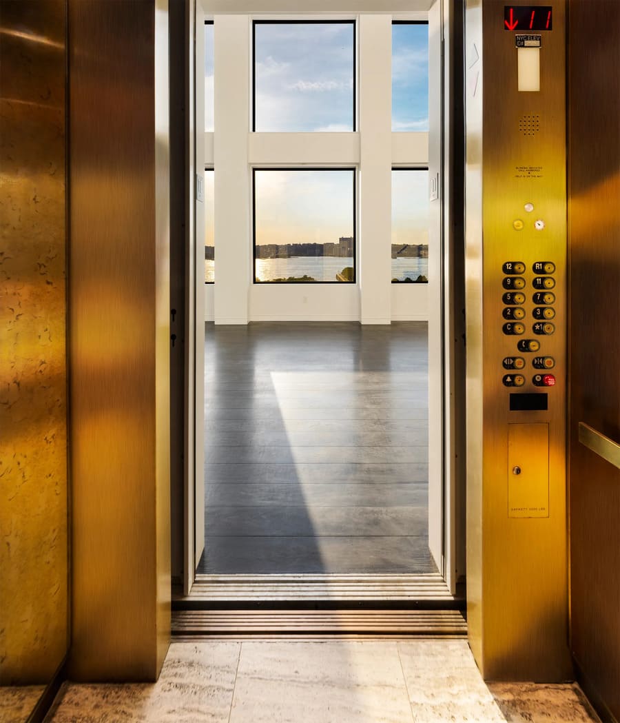 inside residents' elevator of chelsea waterside nyc