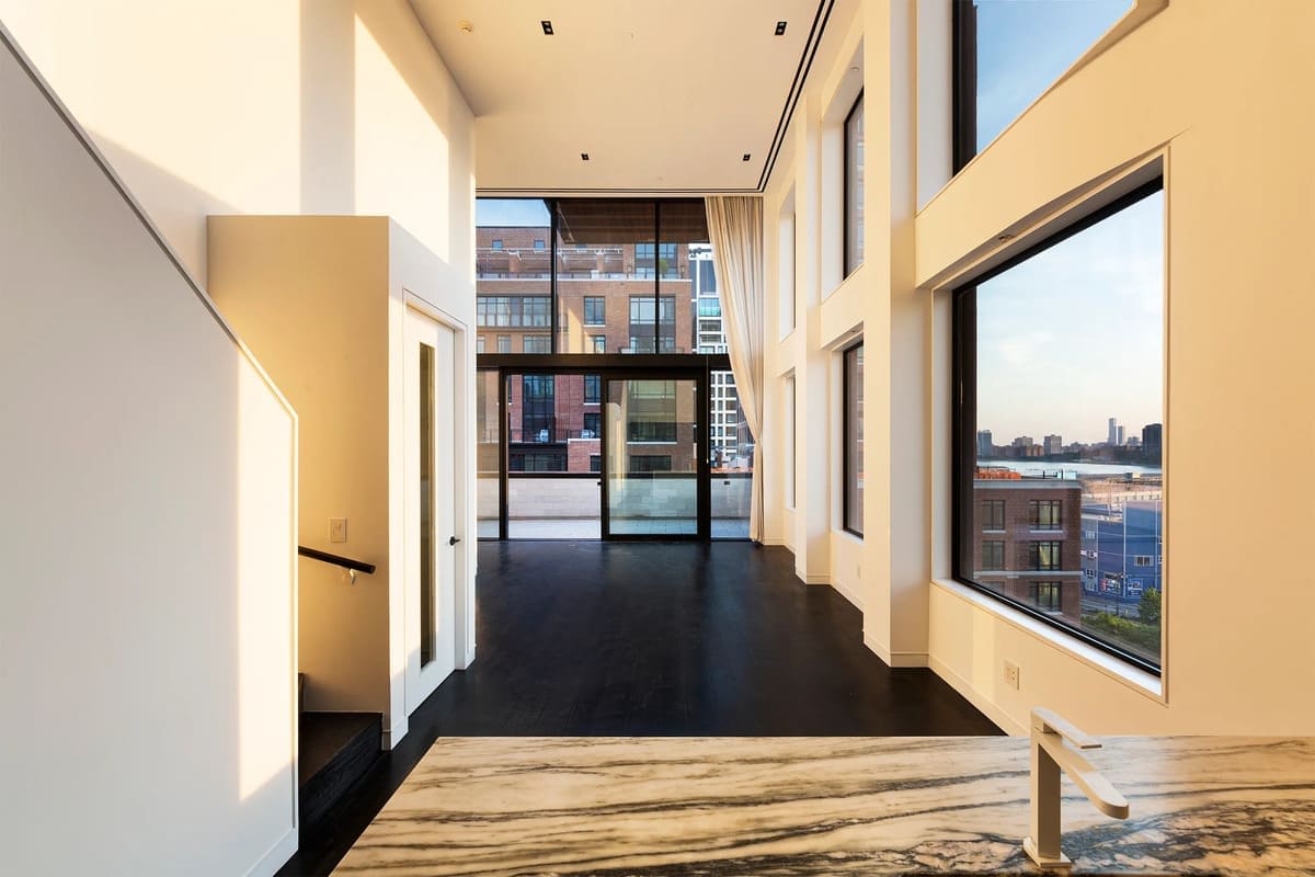 hallway from lobby to residents' stairs in chelsea waterside nyc